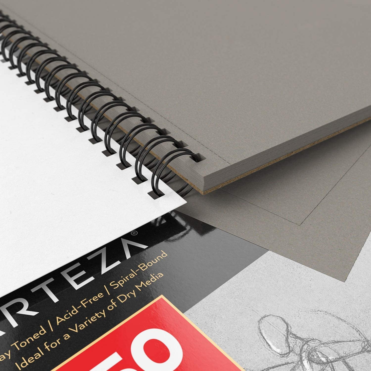 Arteza Gray Toned Sketchbook, 9x12, 50 Sheets of Drawing Paper