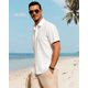 thumbnail image 2 of Camisa J.VER de lino para hombre, manga corta, con botones, color blanco, 4XL, 2 of 5