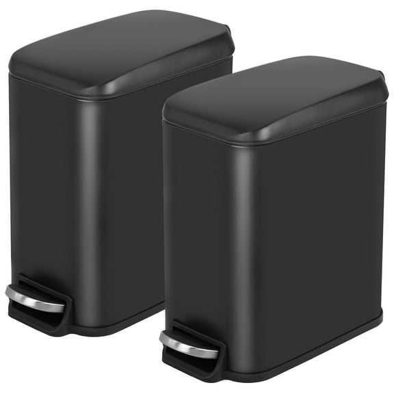 XF XINFENG 1.3 Gallon Kitchen Trash Can Stainless Steel Garbage Can with Removable Plastic Inner Bucket Lid Foot Pedal for Home Bedroom Bathroom, (2, Black)
