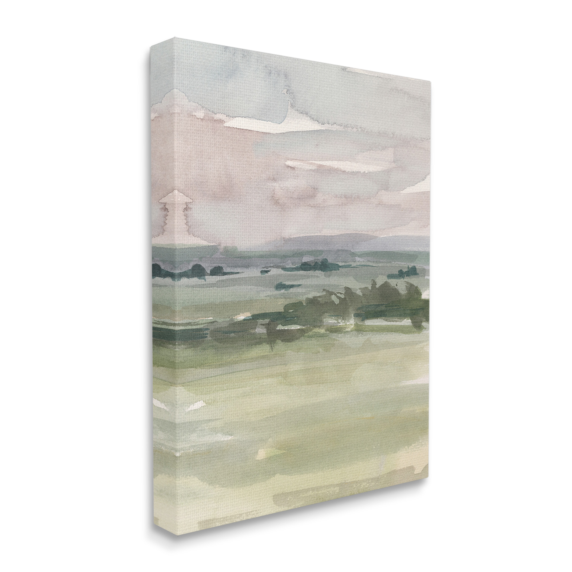 Stupell Industries Rural Watercolor Landscape Landscape Painting Gallery Wrapped Canvas Art Print Wall Art, 16 x 20