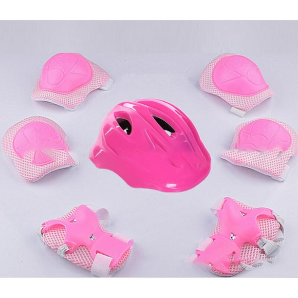 Juego de 7 unids/set de casco de seguridad para niños y niñas, conjunto de rodilleras, coderas, protección para casco de bicicleta y patín para ciclismo Fivean Cascos de ciclismo