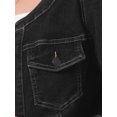 thumbnail image 5 of INSPIRE CHIC Women's Denim Jacket Collarless 2026 Cardigan Long Sleeve Jean Jackets 2XL Black, 5 of 6
