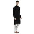thumbnail image 3 of Ethnix Men's Indian Mandarin Collar Pure Cotton Textured Kurta Tunic Pajama Set; Black; LG, 3 of 4