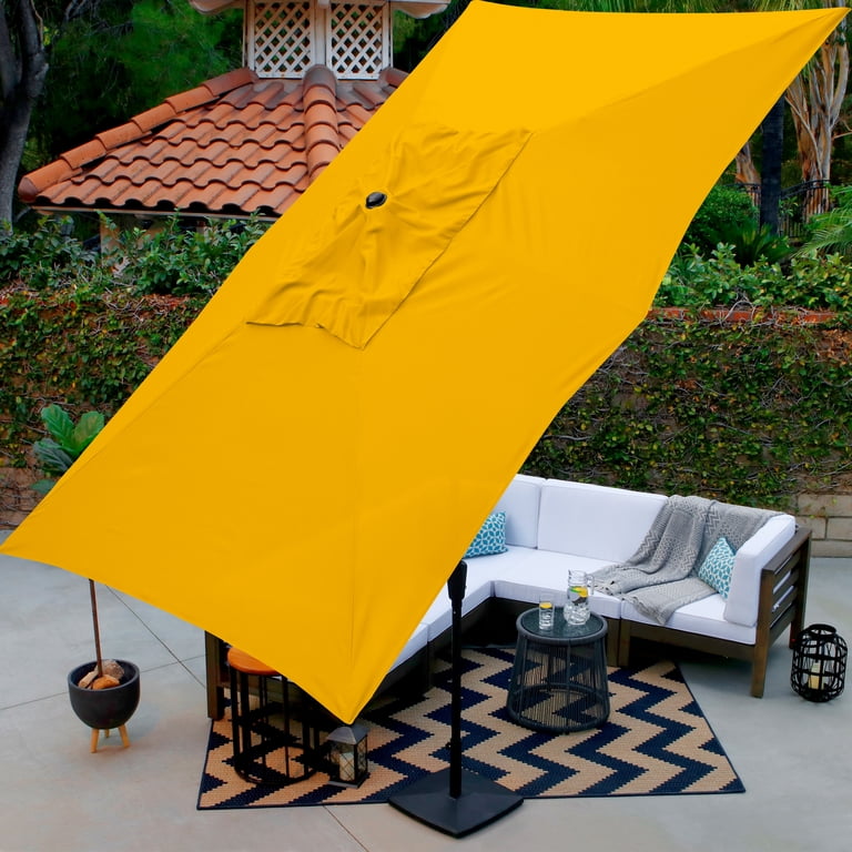 astella 10'x6' rectangle tilting patio umbrella 10x6.5ft with Crank and Steel Frame Experience the epitome of convenience and sophistication as you effortlessly transform your patio Mosaic 10 x 6.5 ft
