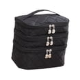 thumbnail image 4 of Bolsa de viaje para cosméticos de 3 capas con compartimentos para mujer cremallera negra, 4 of 9