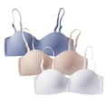 thumbnail image 1 of 3 Pack Women's Seamless Bra Solid Color Beauty Back Push up Wirefree T-Shirt Bra, 1 of 8