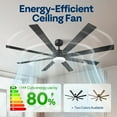 thumbnail image 3 of SPECSTAR 72 inch Ceiling Fans with Lights, Flush Mount Ceiling Fan with Remote Outdoor Indoor, Large Black Ceiling Fan for Living Room, Bedroom, Patios, 6+1 Speeds Reversible, 3CCT, Dimmable, Timer, 3 of 8