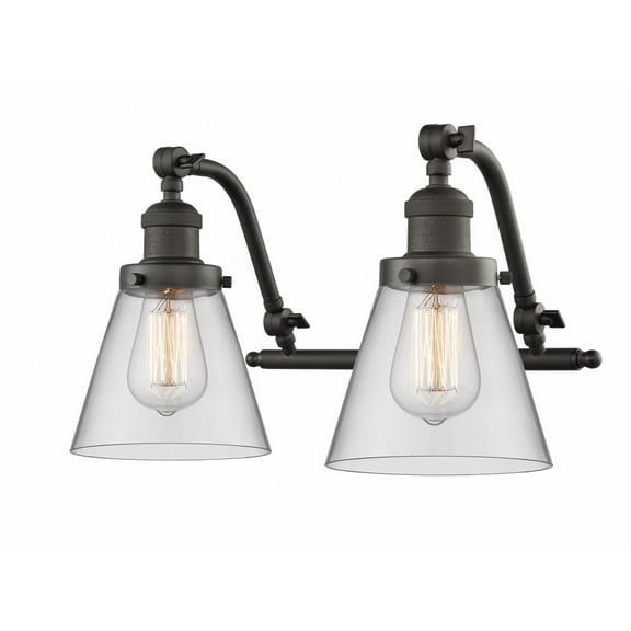 515-2W-OB-G62 Innovations Lighting Cone - 2 Light Bath Vanity In Industrial Style-12 Inches Tall and 18 Inches Wide-Oil Rubbed Bronze Finish-Clear