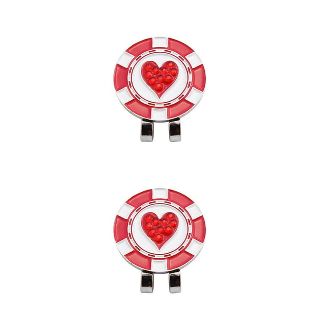 Eigraketly Marcador de Golf de Metal, sombrero reutilizable portátil, abrazadera para ropa, marca de posicionamiento de bola para interiores y Forma de corazón 2piezas