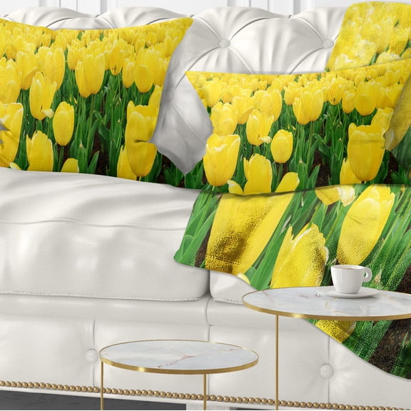 Designart Bright Tulip Flowers in Garden - Floral Throw Pillow - 12x20