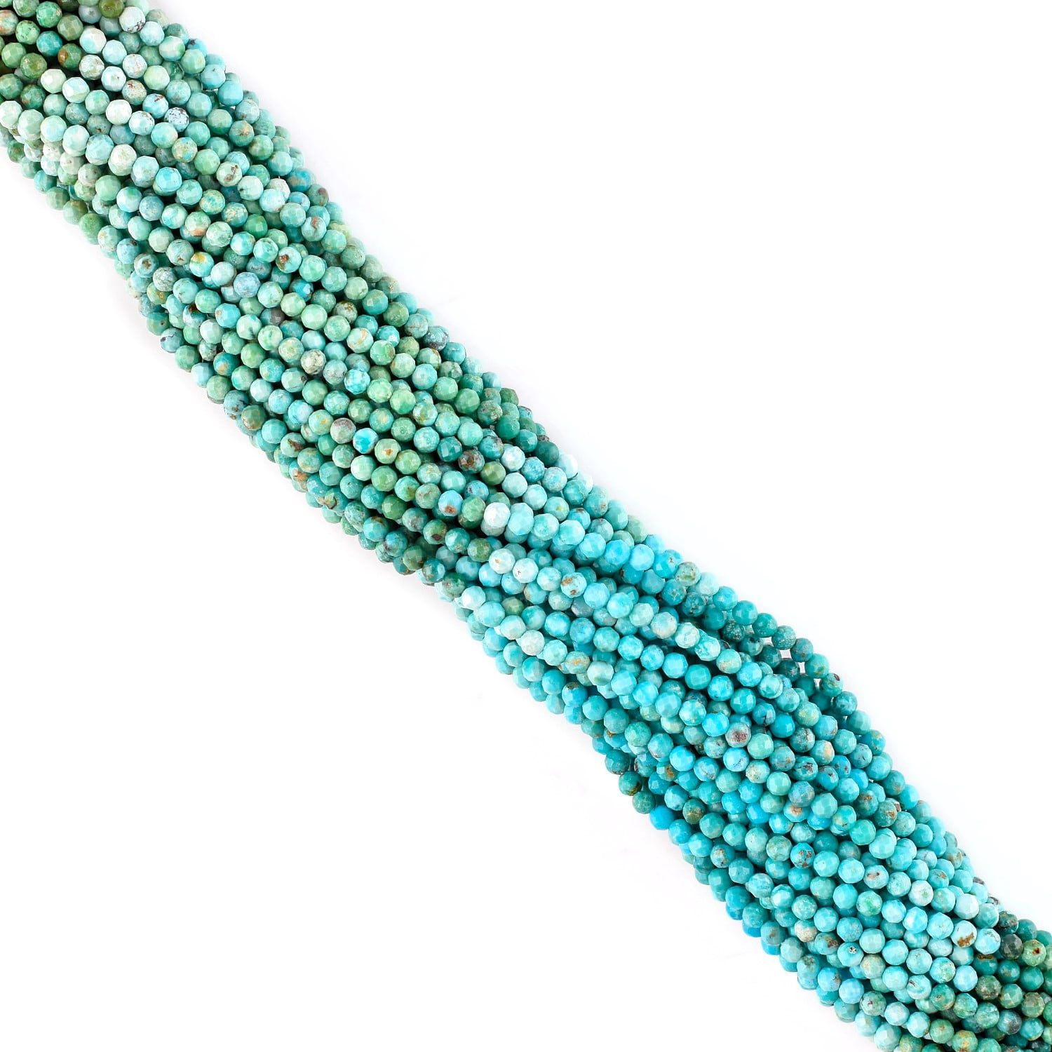QNAVIC Shaded Turquoise Gemstone Micro Faceted Rounds Beads Strand Drilled Stone Chakra Healing Crystals DIY Jewelry Making Wholesale Bulk Loose Supply Strand 30 Centimeter (1 Strand)