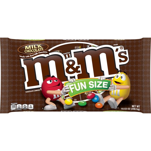 M&M'S Milk Chocolate Candy, Fun Size Packs, 10.53 Oz Bag