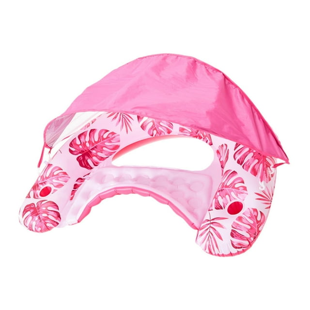 Anillo de tubo de natación inflable lindo con dosel para actividades acuáticas vacaciones Rosa