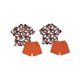 thumbnail image 3 of Conjunto de ropa de Halloween para niños pequeños: pajarita, fantasma, estampado de calabaza, camisa de manga corta con cuello vuelto y pantalones cortos (2 piezas)., 3 of 9