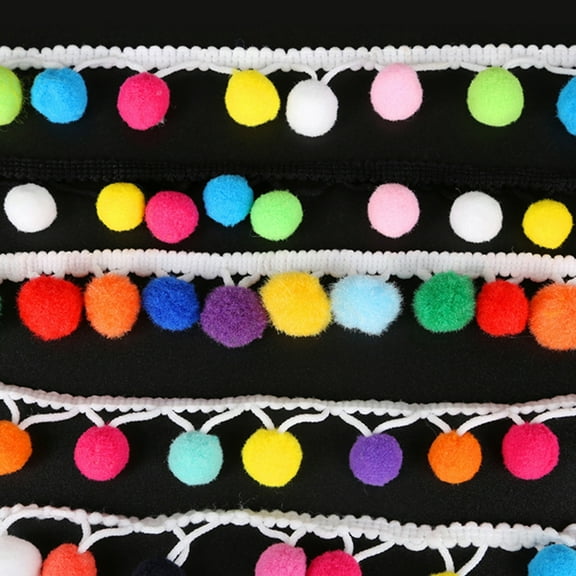 FRCOLOR 1Pc Multi Color Ball Fringe Trim for DIY Edges of Waist Bands Shorts Skirts