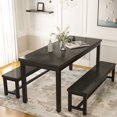 thumbnail image 1 of Stmoze 47.2" Dining Table Set for 4, Space Saving Kitchen Dining Table with 2 Benches, 3 Pieces Rectangular Dining Room Table Set, Dining Set for Kitchen Restaurant, Black, 1 of 7
