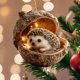 thumbnail image 5 of Decoración del hogar, decoración de habitaciones, decoración de paredes, adornos de bosque, adornos navideños de bosque, lindos adornos navideños con luces, mini erizo de resina, decoración colgante d, 5 of 7