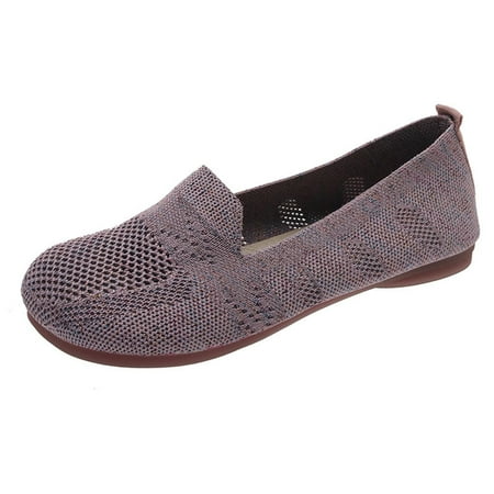 

Aufmer Platform Shoes for Women Ladies Fly Woven Solid Color Mesh Surface Shallow Mouth Casual Slip-on Flat Shoes