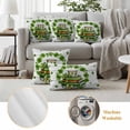 thumbnail image 6 of St Patrick's Day Outdoor Waterproof Pillow Covers, Lucky Shamrock Leaf Books Coffee Cups Wooden Decorative Square Throw Pillowcase Sofa Cushion Sham for Patio/Couch/Chair, 18"x18" 2 Pack, 6 of 8