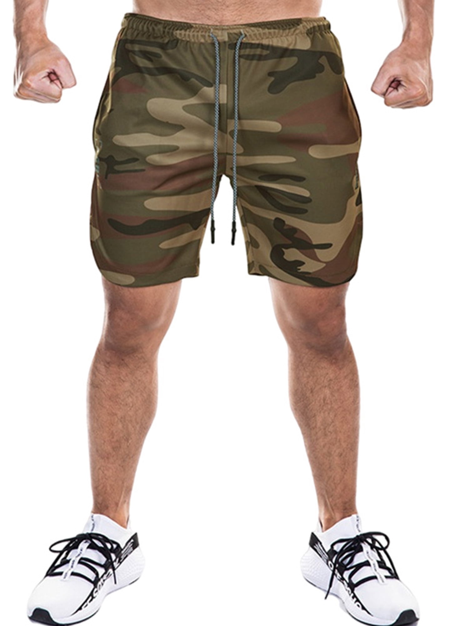Not applicable Mens Fashion Grey Camouflage Goat Design Elastic Beach Shorts Sports Shorts 