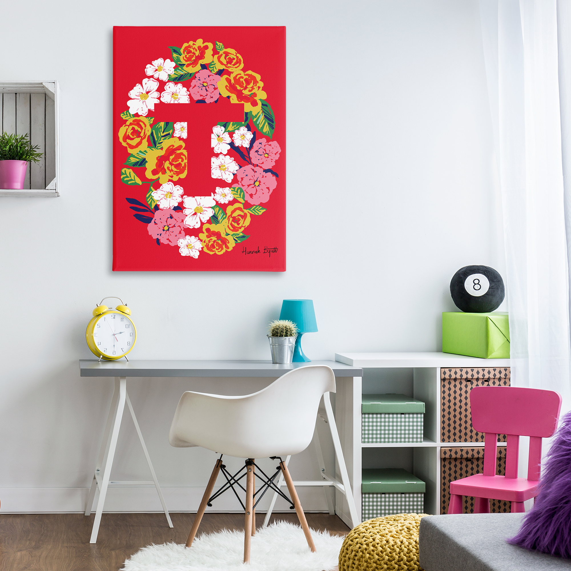 Stupell Industries Floral Bloom Letter T Botanical & Floral Painting Gallery Wrapped Canvas Art Print Wall Art, 30 x 45