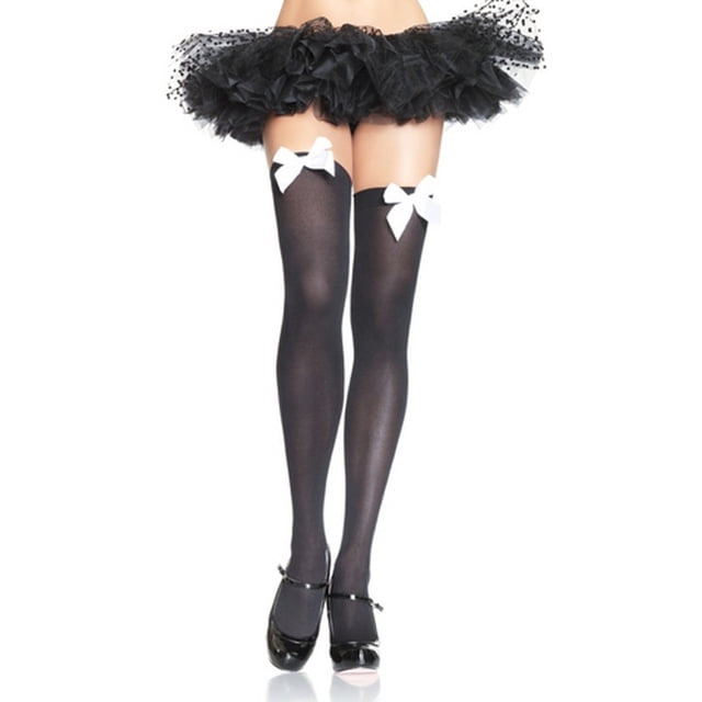 ITFABS Women's Stocking, Solid Color Bow Top Socks, Over Knee Sheer Stockings