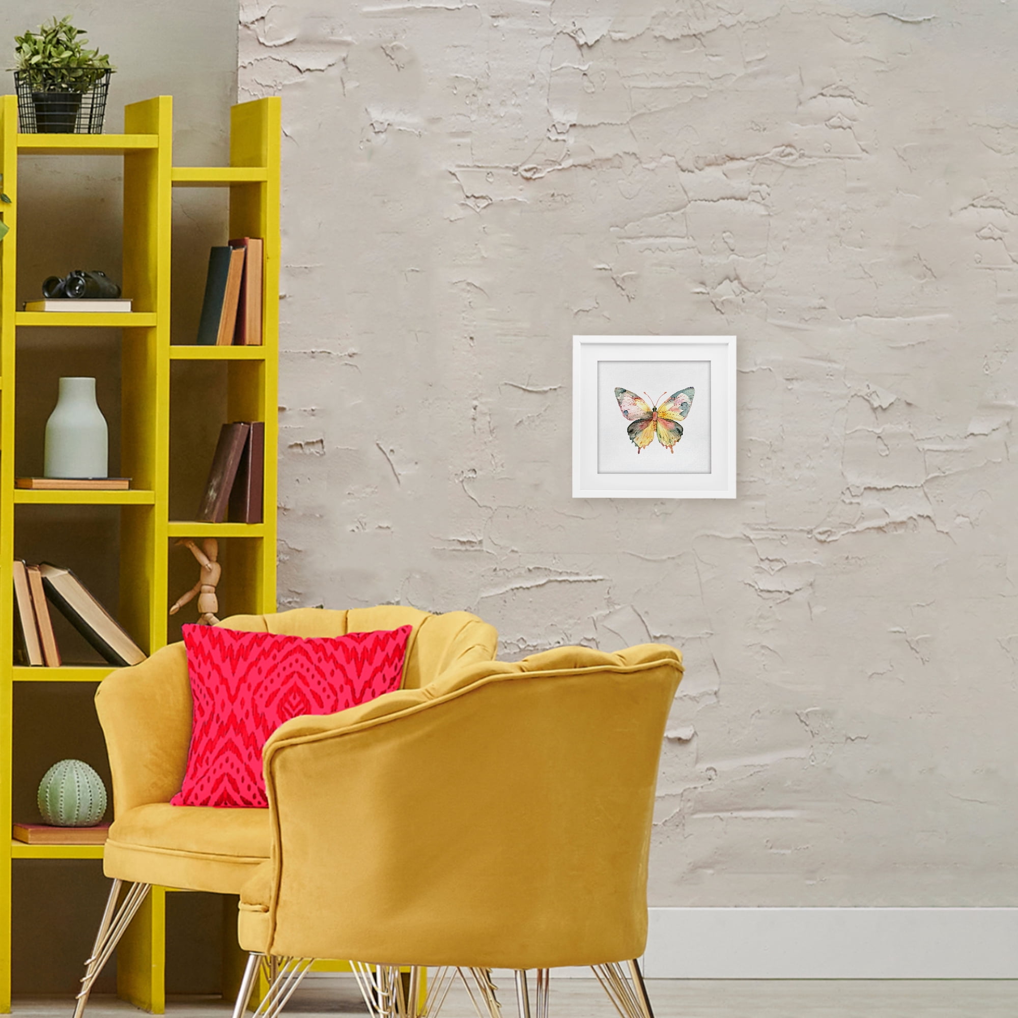 Stupell Industries Watercolor Butterfly Subtlety White Framed Print Under Glass, design by Kim Allen
