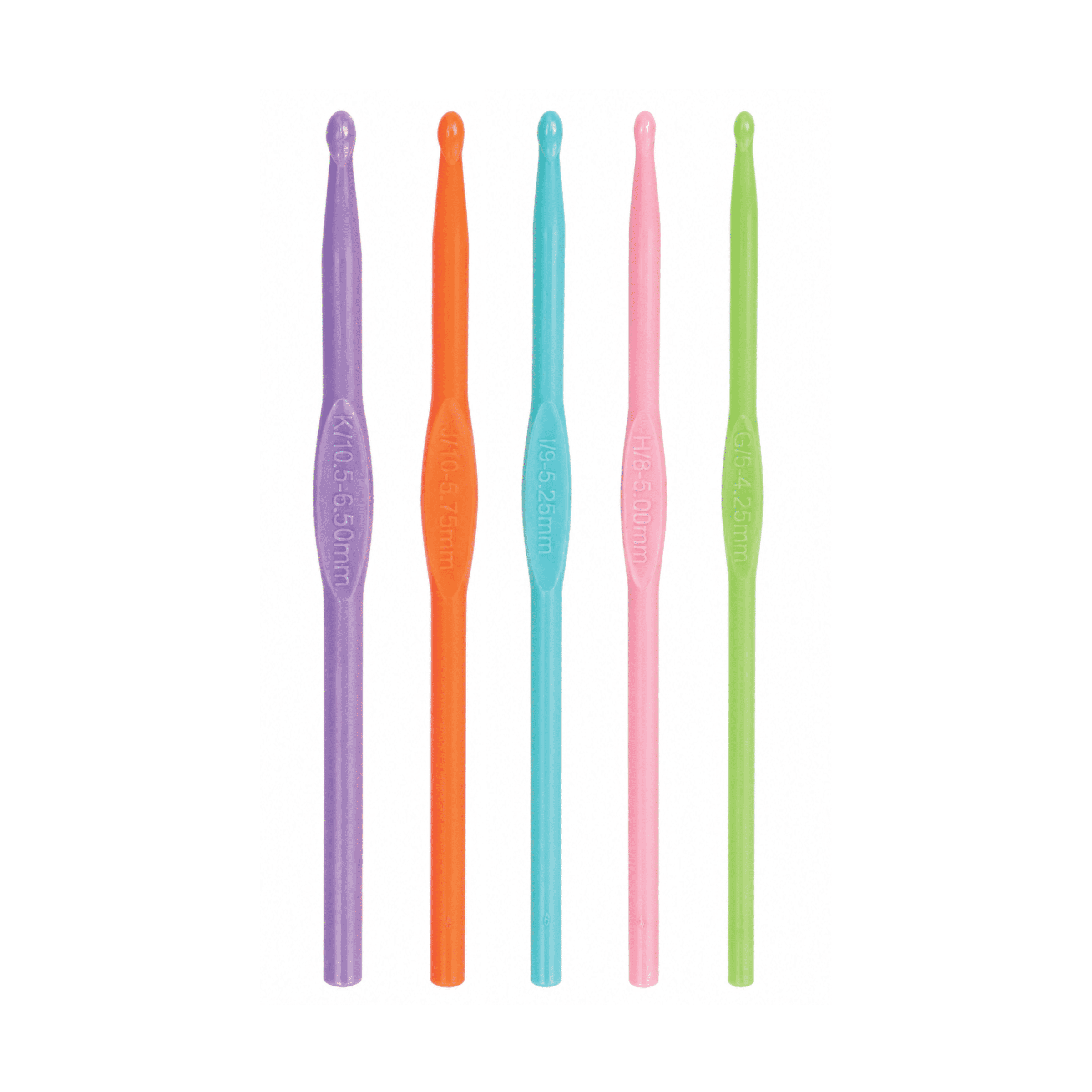 Hello Hobby Plastic Crochet Hooks, Sizes G-K, 5-Piece Set