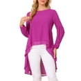 thumbnail image 1 of INSPIRAR CHIC Blusas Asimétricas de Manga Larga con Cuello Redondo para Mujeres, Casual y Elegante, en Chiffon, Talla XL, Púrpura Profundo, 1 of 6