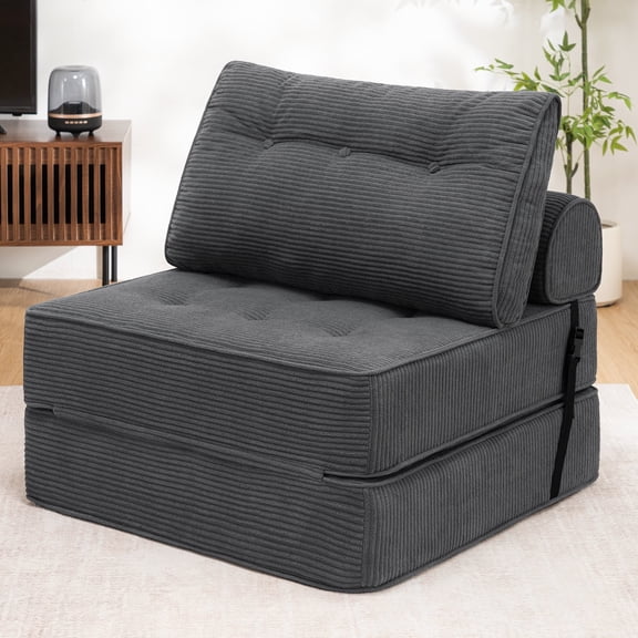 Hommpa Folding Sofa Bed,Convertible Floor Couch for Adult with Pillow with High Density Foam Filling,Comfort Floor Sofa Portable Sleeper Chair for Bedroom Living Room,Dark Gray,Single
