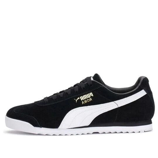 Puma Roma 365437-01 Men's Core Black & White Suede Running Sneaker Shoes C1410 (6.5)
