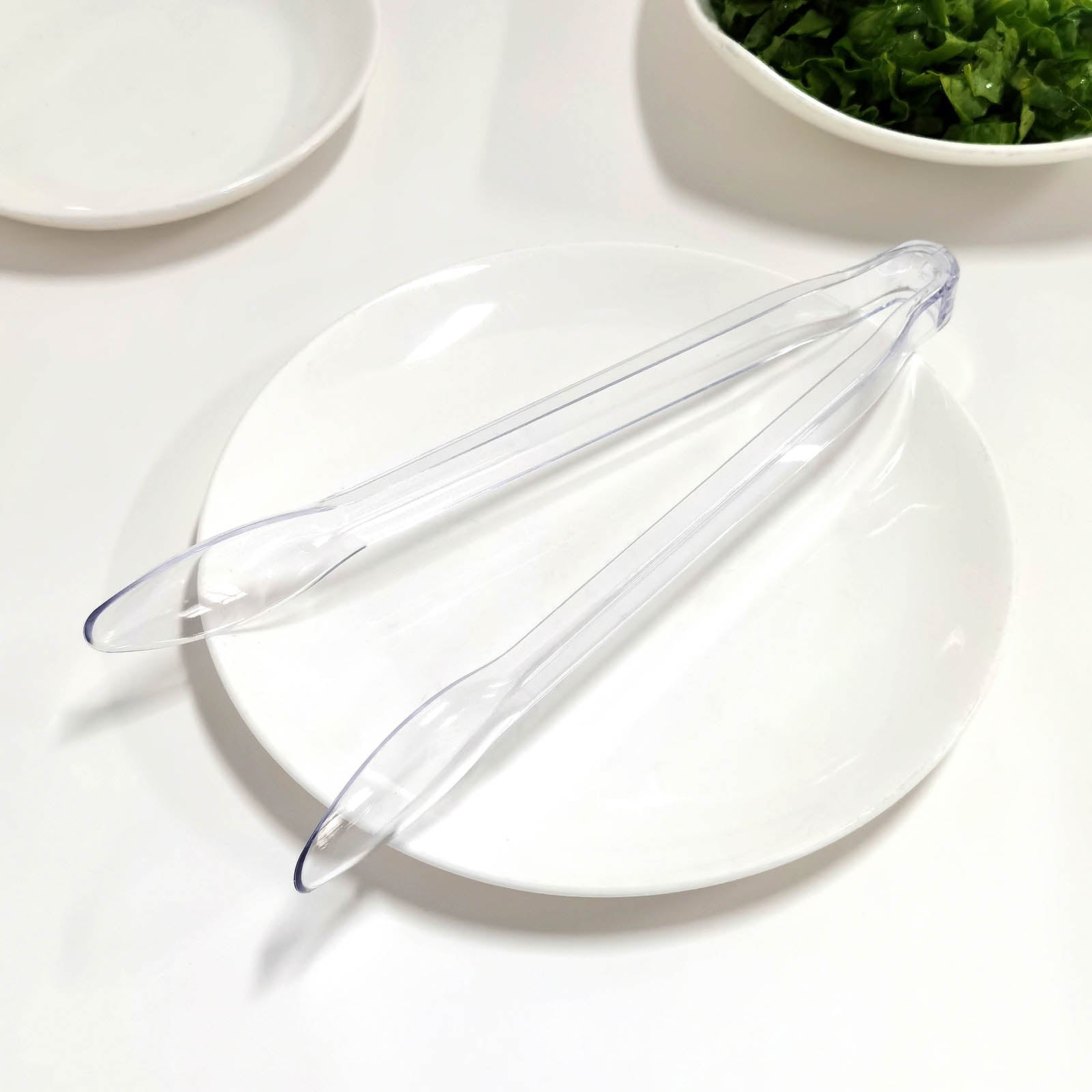 Efavormart 3 Pack | 12' Clear Plastic Serving Tongs, Catering Disposable Food Service Tongs