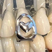 Open Face Heart Teeth Grillz Cap Silver Tone One Single Tooth