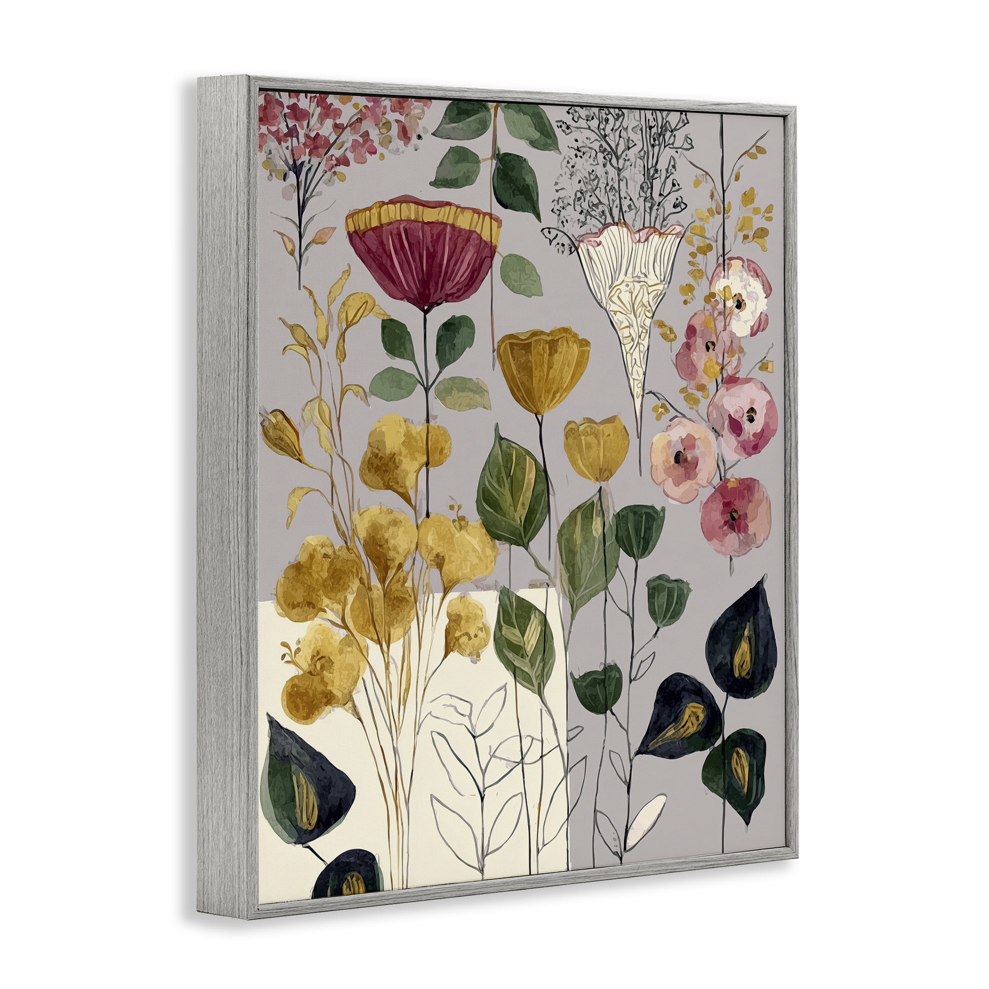 Playful Assumptions Foliage Gray Framed Giclee Art, design by Annabelle Hall