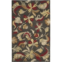SAFAVIEH Jardin Allieson Floral Wool Area Rug, Dark Grey/Multi, 4' x 6'