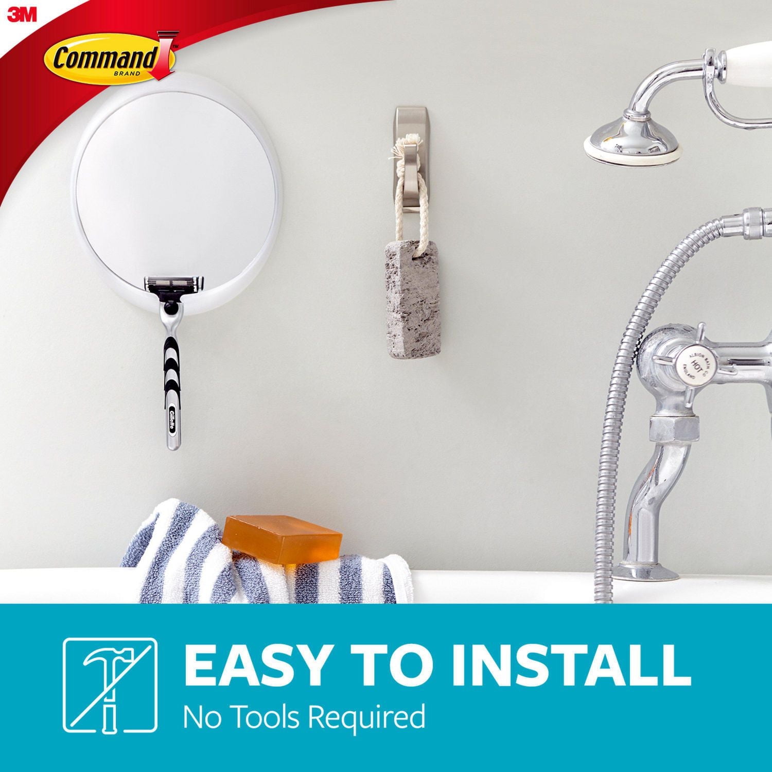 Command™ Modern Reflections Medium Hook with Water-Resistant Strips