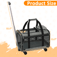 thumbnail image 6 of Yacona Pet Carrier with Wheels for Cats and Dogs, Airline Approved Dog Carrier with Bowl, Pet Rolling Travel Bag with Handle, Gray, 6 of 8