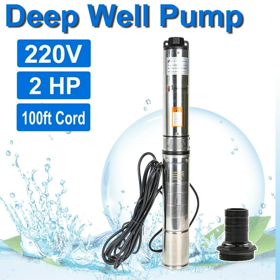 iMeshbean Submersible Well Pump, 2HP 4" Deep Well Pump 220V-60Hz/ 37 GPM/ 427FT Max Lift/ 100FT Cord 12 Stage