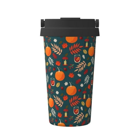 

KLL Autumn with Pumpkins Pattern Stainless Steel Vacuum Insulated Tumbler - Carry Insulated Coffee Mug - Reusable Insulated Cold Brew Iced Coffee Cup Thermos
