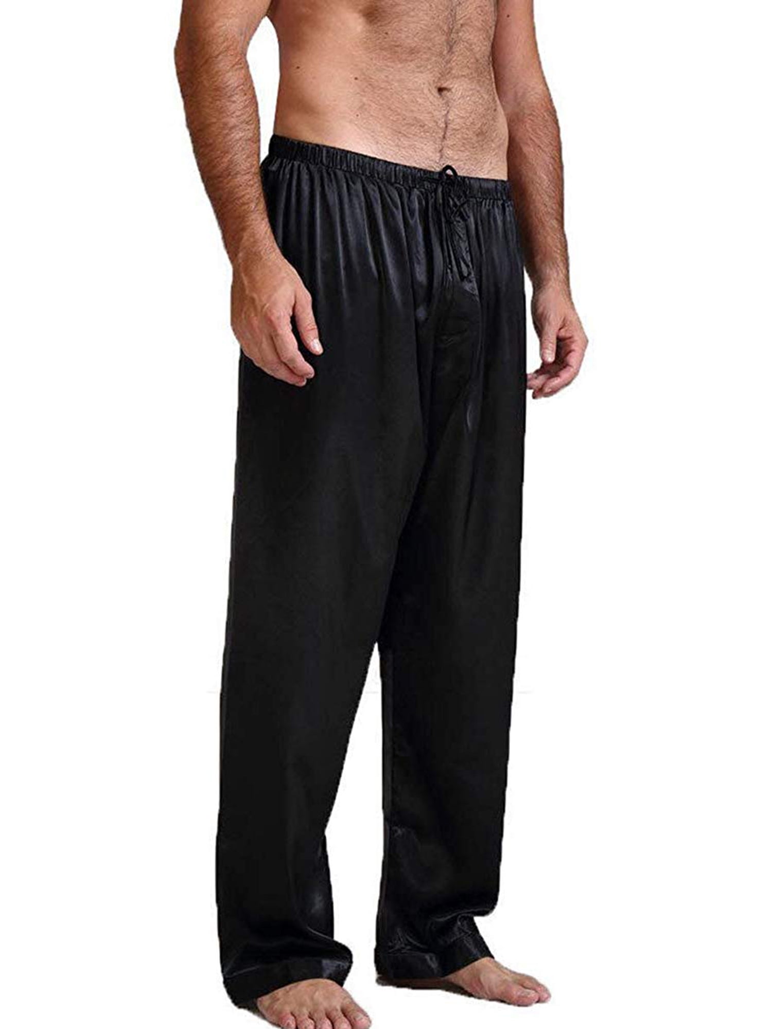 Men's Satin Pajama Pants Sleepwear Soft Long Pajama Bottoms Lounging