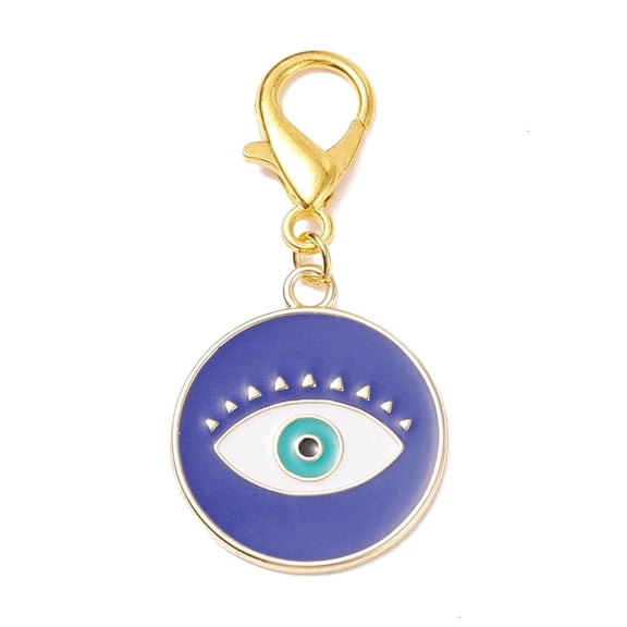 30 pc Alloy Enamel Pendant Decorations with Alloy Lobster Claw Clasps Clip-on Charms for Keychain Purse Backpack Ornament Stitch Marker Flat Round Mixed color 51mm