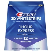 Crest 3D Whitestrips 1-Hour Express At-home Teeth Whitening Kit, 10 Treatments, 12 Levels Whiter in 10 days