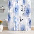 thumbnail image 3 of Light Blue Floral Shower Curtain, Watercolor Wildflower Bathroom Shower Curtain, Fabric Waterproof Shower Curtain with 12 Hooks, 72 x 72 Inch, 3 of 6