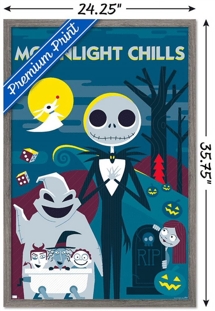Disney Tim Burton's The Nightmare Before Christmas - Moonlight Chills Wall Poster, 22.375" x 34", Framed