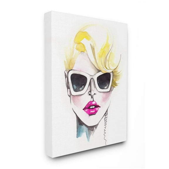 Stupell Industries Blonde Female Fashion Portrait White Sunglasses Design by Elisaveta Stoilova, 30" x 40"