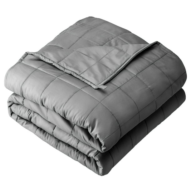 Bare Home Manta con Peso de 20 Libras para Adultos 60 x 80, Sarga de Algodón de 210 Hilos, Gris Claro