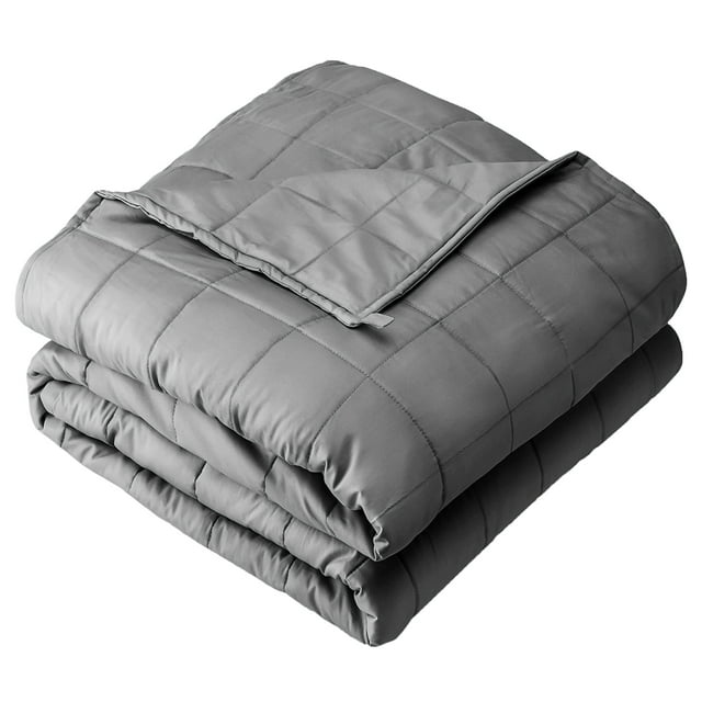 Bare Home Manta con Peso de 20 Libras para Adultos 60 x 80, Sarga de Algodón de 210 Hilos, Gris Claro