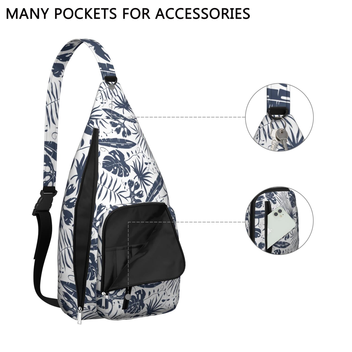 Hawaiian Hibiscus Tropical Floral Sling Bag, Lightweight Shoulder Bag for Women & Men