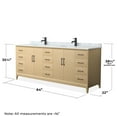 thumbnail image 4 of Wyndham Collection WCH757584DHBCMUNSMXX 84 in. Janna Double Bathroom Vanity in White Oak, White Carrara Marble Countertop - Undermount Square Sink - Matte Black Trim, 4 of 5