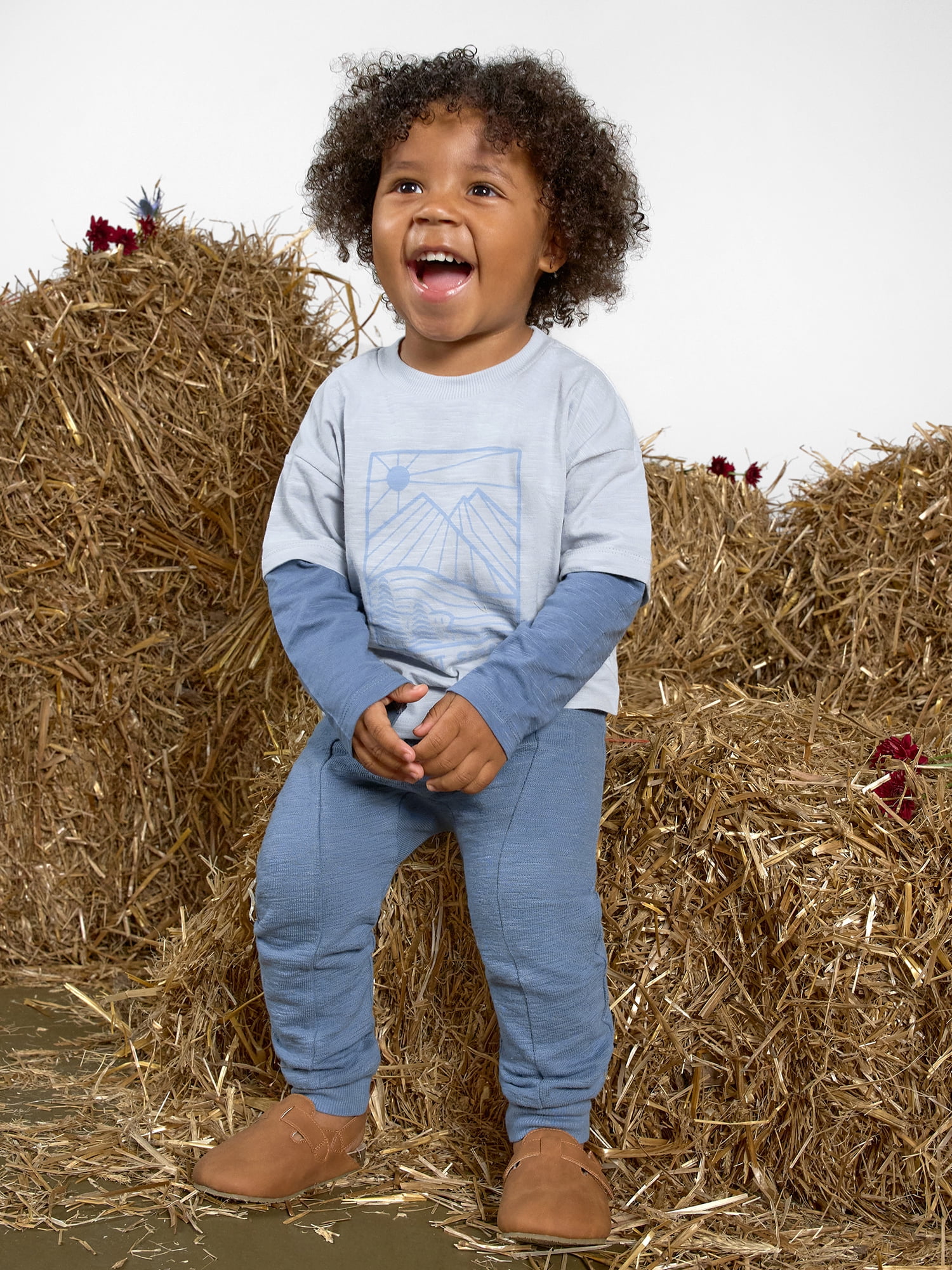 Modern Moments by Gerber Toddler Boy Organic Graphic Tee and Pant Outfit Set, Sizes 12 Months - 5T